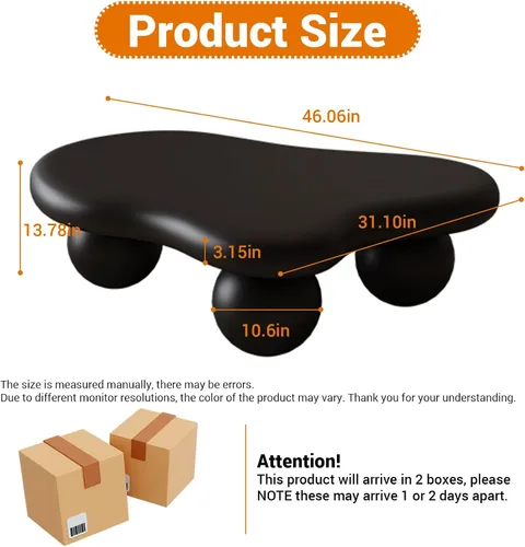 Miniatura 2 de Moderna mesa de centro Cloud con 3 patas redondas, mesas de centro de forma irregular, color crema, bonita forma libre, mesa central para sala