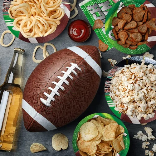 Miniatura 4 de Kit de suministros para fiestas de fútbol americano para servir a 25, incluye platos desechables para cena, platos de postre, servilletas, vasos