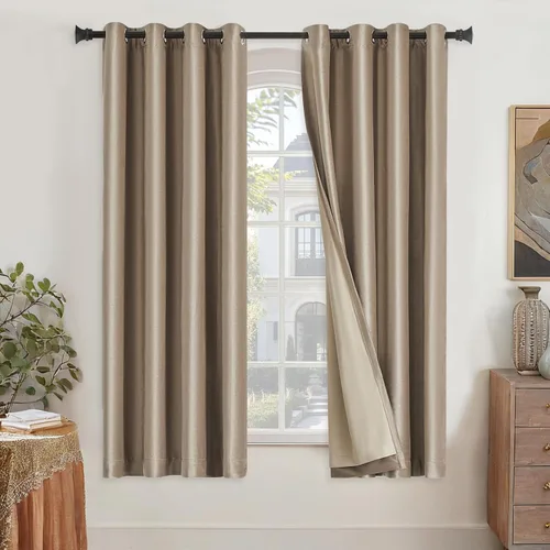 Miniatura 31 de GIGIZAZA Cortinas de terciopelo 100% opacas de 72 pulgadas, 2 paneles, cortinas negras para ventana, con aislamiento térmico, cortina de lujo