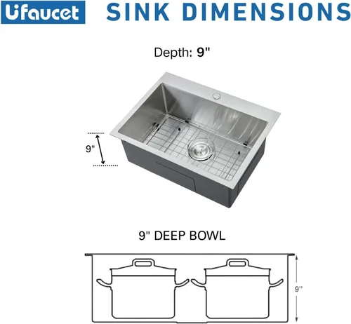 Miniatura 7 de Fregadero de cocina de 20 pulgadas, acero inoxidable de 20 x 16 pulgadas, fregadero de cocina al aire libre, fregadero de cocina para exteriores