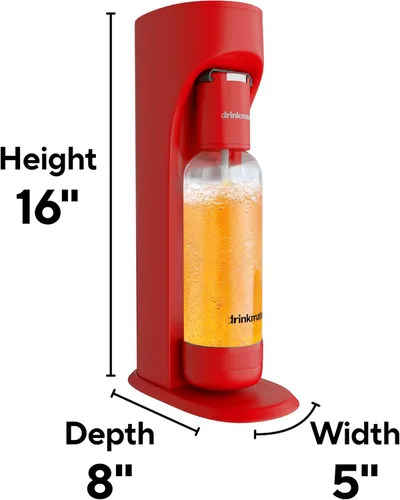 Miniatura 10 de DrinkMate OmniFizz - Fabricante de agua con gas y refrescos, carbonata cualquier bebida, cilindro de CO2 no incluido (Rojo Real)