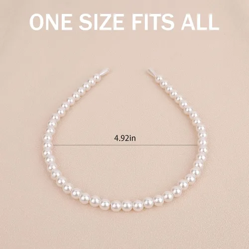Miniatura 3 de AMCAMI 10 diademas de metal con cuentas de perlas, lindas diademas antideslizantes para niñas y mujeres, accesorios para el cabello para niñas
