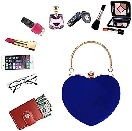 Miniatura 6 de Goclothod Bolso de mano en forma de corazón para mujer, bolso de hombro de terciopelo, bolsos de noche