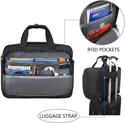 Miniatura 4 de KROSER Bolsa con ruedas para laptop para hombres y mujeres, maletín con ruedas para negocios para portátiles de hasta 17.3 pulgadas, bolsa