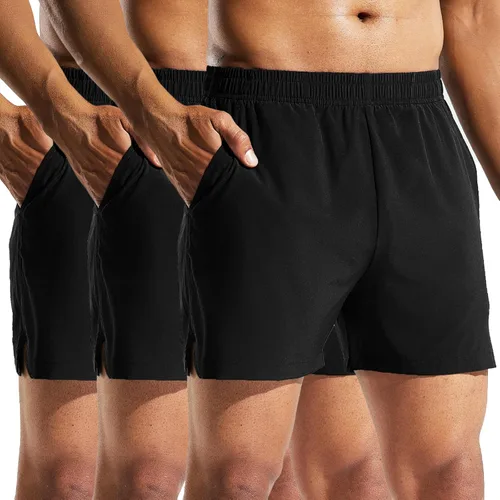 MIER Paquete de 3 pantalones cortos deportivos para correr de 5 pulgadas, de secado rápido, ligeros, para gimnasio, entrenamiento, deportes, con