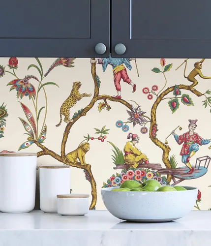 Miniatura 3 de Papel pintado autoadhesivo Scalamandre x Scalamandre multicolor blanco Chinoise Exotique, SCS3843, de NuWallpaper