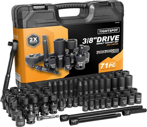 Miniatura 10 de TIGHTSPOT Juego maestro de llaves de impacto de 70 piezas con sistema SAE y métrico de 5/16 pulgadas a 1-1/4 pulgadas, 0.315 in - 0.945 in, enchufes