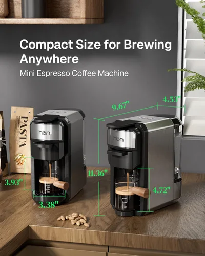 Miniatura 4 de HBN 3 en 1 para cápsulas Nespresso, cápsulas K-Cup y café molido, cafetera múltiple de una sola porción, máquina de café espresso programable de 19