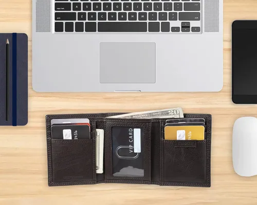 Miniatura 6 de Haggar Cartera triple RFID de cuero para hombre