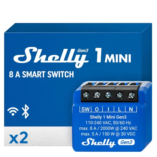 Miniatura 8 de Shelly 1 Mini Gen3 Relé de interruptor inteligente WiFi 1 canal 8A Automatización del hogar Puerta de enlace Bluetooth Compatible con Alexa