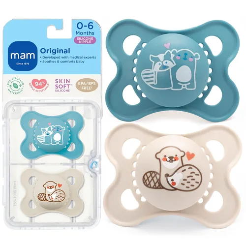Miniatura 14 de MAM Chupetes de bebé mate originales, Binky para niños de 0 a 6 meses, pezón de silicona sin BPA, fácil de limpiar, lo mejor para bebés recién