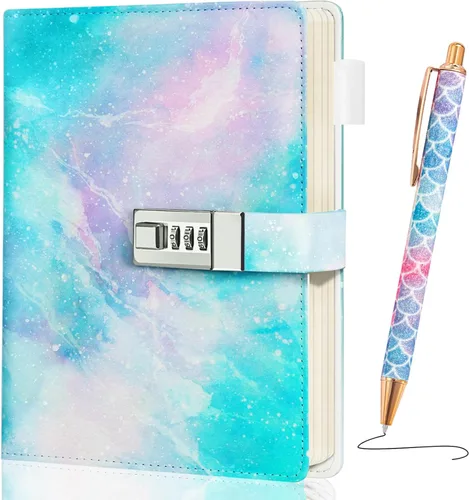 Diario Beadsky con Cerradura para Niñas de 8 a 12 Años, Diario Secreto A5 con Cerradura, Cuaderno de 192 Páginas con Bloqueo de Contraseña y Lápiz,