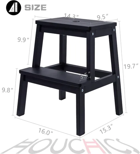 Miniatura 2 de HOUCHICS Taburete de madera para adultos con 400 libras, taburete de madera, taburete para adultos, taburete para ayudante de mesita de noche
