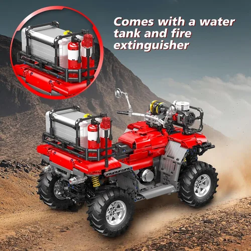 Miniatura 3 de Mould King 23003 Rescure Fire - Juego de construcción de motocicleta a control remoto con 4 motores, modelo de automóvil para construir