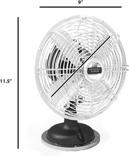 Miniatura 4 de Modern Forms Ventilador de escritorio oscilante enchufable de 9 pulgadas con control de motor de tres velocidades en acabado negro mate y níquel