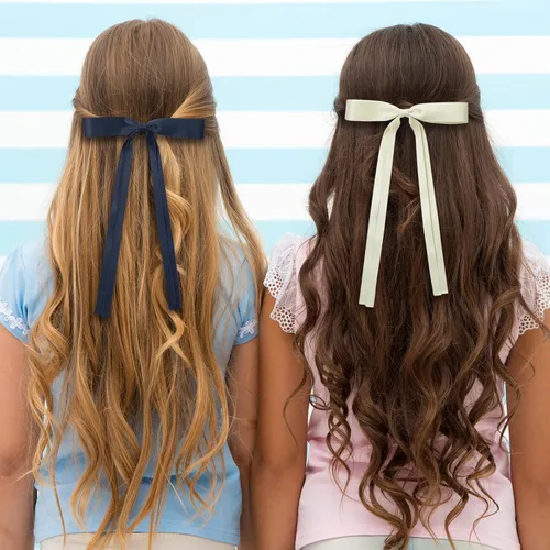 Miniatura 3 de Accesorios para el cabello, pinzas de pasador de borla de color negro, rojo, blanco, azul marino, lazos franceses de cola larga para mujeres