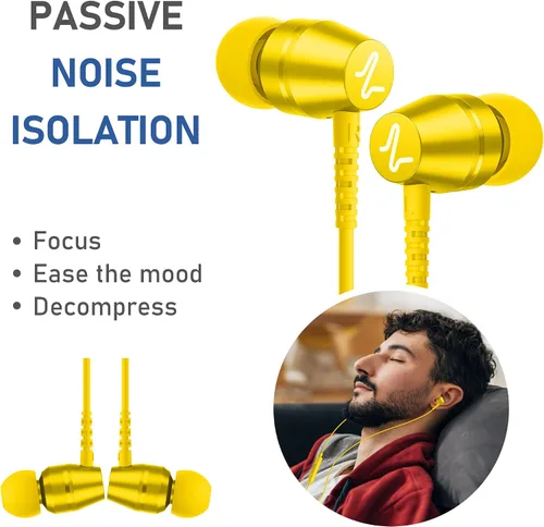 Miniatura 5 de LUDOS OMNITONE Auriculares con cable in-Ear, 5 años de garantía, auriculares con micrófono, conector de 3,5 mm, auriculares con cable, para Amarillo
