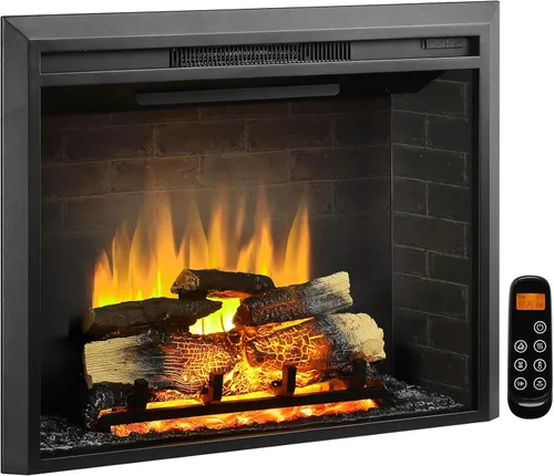 Miniatura 9 de LegendFlame Carl 28 Pulgadas con Kit de Adornos, Inserto de Chimenea Eléctrica, Calentador de Chimenea 750/1500W, Sonido de Fuego Crepitante