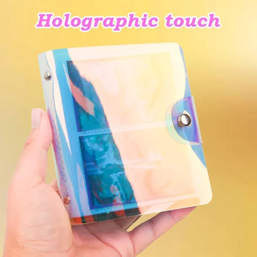 Miniatura 2 de Paquete de 2 mini álbumes de fotos holográficos de 64 bolsillos, soporte portátil para tarjetas fotográficas Kpop para Fujifilm Instax Mini