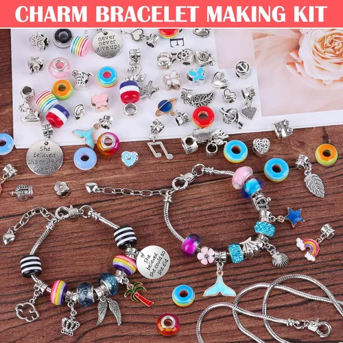 Miniatura 7 de Acejoz Kit de 85 pulseras con dijes, cuentas para adultos y principiantes