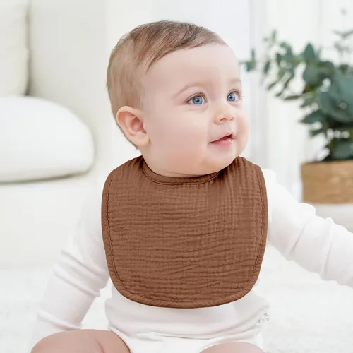 Miniatura 4 de Bearmoss Baberos para babeo y dentición, baberos de muselina 100% algodón para bebé niño y niña, ajustables, ultra absorbentes, paquete de 8 Coco