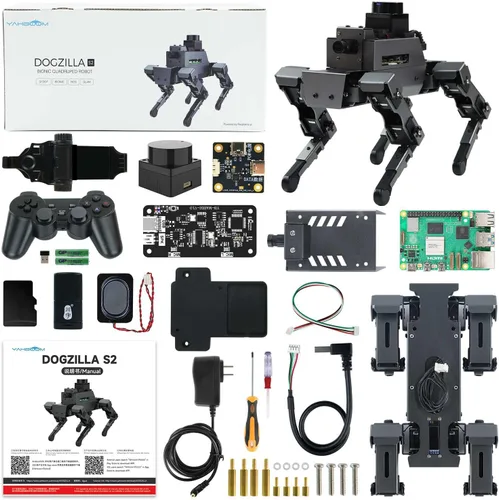 Yahboom Raspberry Pi 5 Adultos AI Modelo Grande Robot Perro Python Programación 12 articulaciones Biónico Perro Mecánico DOGZILLA Reconocimiento de