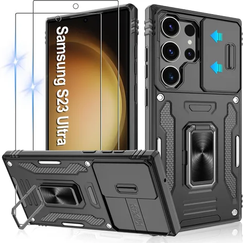 Miniatura 119 de Gritup para Samsung Galaxy S22 Funda con protectores de pantalla HD de 2 paquetes y cubierta deslizante para la cámara, protección contra caídas