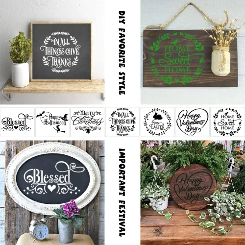Miniatura 5 de Plantillas de letras de bienvenida para pintar sobre lienzo de madera y más, fuente reutilizable de caligrafía del alfabeto grande para el hogar