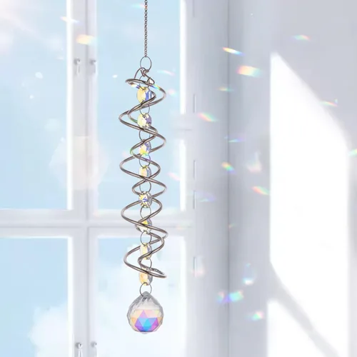 Miniatura 10 de WEISIPU Atrapasoles de cristal para ventanas – Prismas de bola de cristal de libélula, adorno de cristales colgantes para el hogar, jardín, oficina