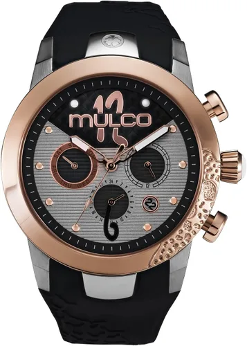 MULCO Watches for Women - Lady D - Silver Stainless Steel Case with Wrist Silicone Band, Large Face with Mother of Pearl and Rose Gold, Quartz