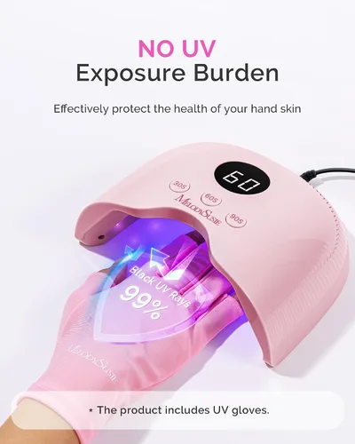 Miniatura 2 de MelodySusie Lámpara de uñas LED compacta con guantes UV, secadora de uñas P-PLUS30A con sensor inteligente que cura todos los geles, especialmente