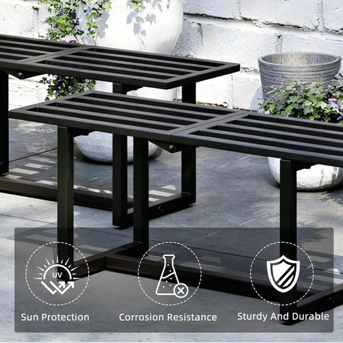 Miniatura 4 de Soporte para plantas para interiores y exteriores, estante plegable de metal para múltiples macetas, banco de listones de mediados de siglo