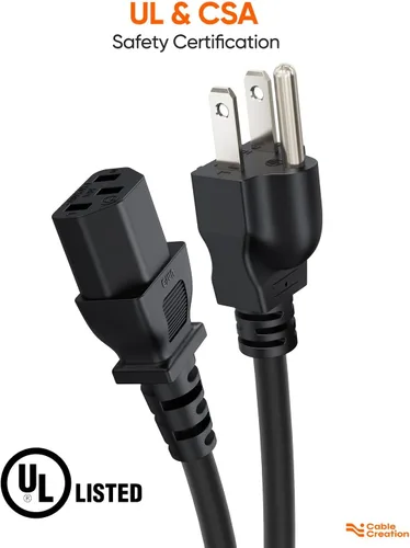 Miniatura 4 de CableCreation [Paquete de 5] Cable de alimentación universal de 1 pie 18 AWG para cable NEMA 5-15P a IEC320C13, 1.0 ft / negro