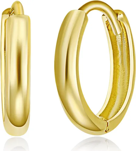Miniatura 9 de 14k REAL Yellow OR White Gold 2mm Thickness Huggie Earrings (10 x 10 mm)