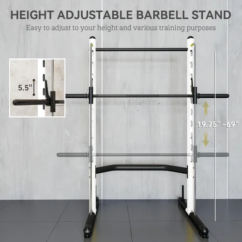 Miniatura 4 de Soozier Squat Rack with Pull-Up Bar, Adjustable Power Rack with Barbell Bar, Multi-Functional Steel Bench Press Rack for Home Gym Strength Training
