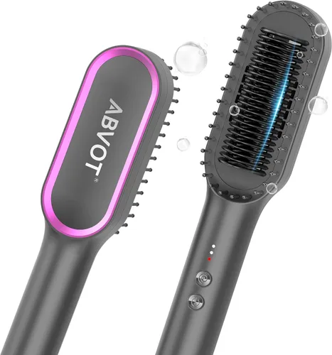 Miniatura 11 de Cepillo alisador de cabello con rejillas de ventilación, peine alisador de aire caliente todo en 1 para mujeres negras, doble voltaje, apagado