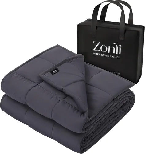 Miniatura 12 de ZonLi Manta pesada para adultos (48 x 72 pulgadas, 12 libras, verde oscuro) manta pesada de enfriamiento de alta transpirabilidad, material suave