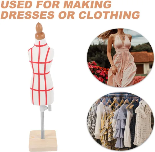 Miniatura 8 de Maniquí de forma de vestido femenino tamaño 1/4 de costura en miniatura, mini pantalón, modista con regla y aguja para hacer patrones de costura