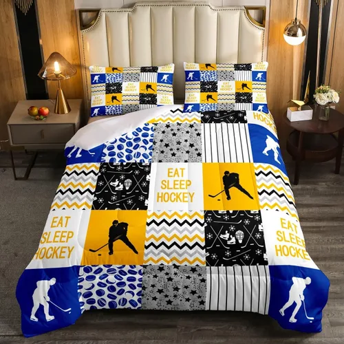 Miniatura 28 de Erosebridal Edredón de plumón de hockey sobre hielo, juego de edredón de jugador de hockey para adolescentes, niños y hombres, juego de ropa de cama