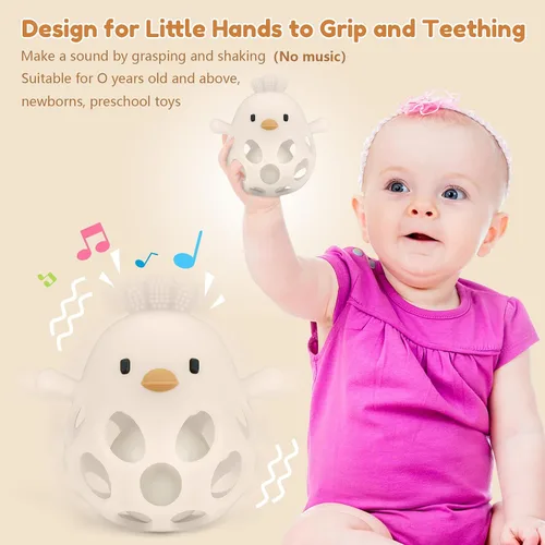 Miniatura 6 de MCGMITT Mordedores para bebés 3-6 meses, sonajas de silicona de fácil agarre para bebés 0-6 meses, juguetes Montessori para bebés sin BPA no tóxicos