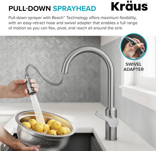 Miniatura 10 de Kraus Oletto KSF-2830BB - Pulverizador desplegable de una sola manija para grifos de cocina con sensor sin contacto en latón cepillado Bronce