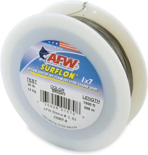 Miniatura 12 de Alambre de pesca americano Surflon recubierto de nailon 1x7 de acero inoxidable, línea líder de pesca para agua salada, prueba de 10 libras - prueba