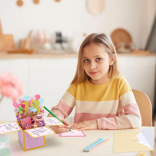 Miniatura 6 de CIEHER Tarjeta desplegable de cumpleaños número 13 para adolescentes, tarjeta de felicitación 3D única, regalos de cumpleaños para niñas y niños