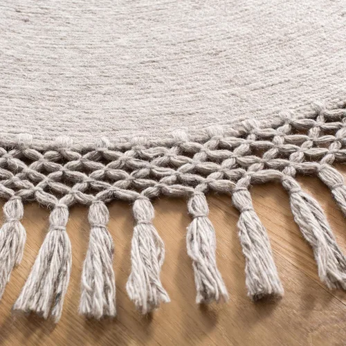 Miniatura 4 de SAFAVIEH Sahara Collection SAH490A - Alfombra de borlas hecha a mano estilo bohemio, redonda de 3 pies, color beige