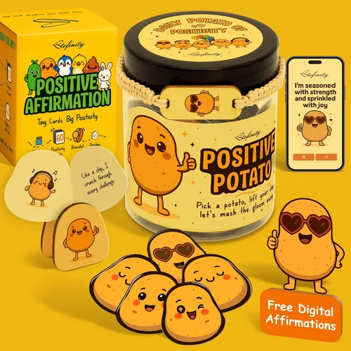 Miniatura 24 de Stofinity Tarro de 60 tarjetas de afirmación de pepinillos positivos – Regalo de aliento, positividad y apoyo emocional para niñas adolescentes