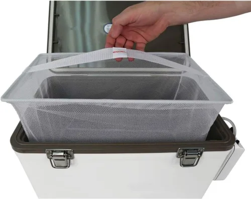Miniatura 5 de Engel Caja enfriadora de cebo vivo con bomba aireadora de 2ª generación de 2 velocidades, estación de pesca portátil y cubo de pececillos para Blanco