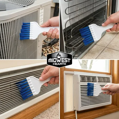 Miniatura 3 de Midwest Hearth Cepillo de limpieza de bobinas de aire acondicionado y refrigerador, limpiador de aletas HVAC de cerdas largas para condensador