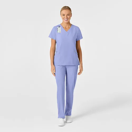 Miniatura 3 de WonderWink Top estilizado con cuello en V para mujer