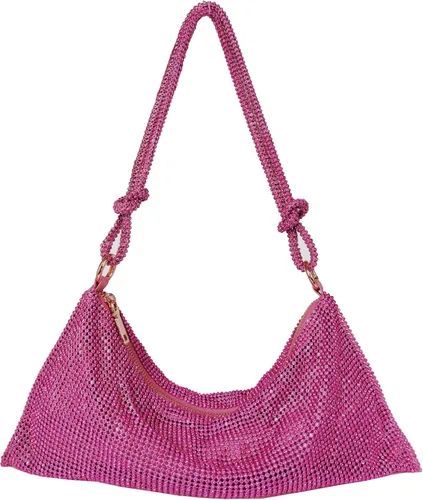 Bolso de noche brillante con diamantes de imitación para mujer, bolso de mano plateado, bolso Hobo para fiesta, baile de graduación, boda