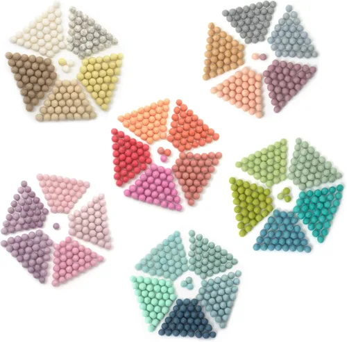 Glaciart One Pompones de fieltro, bolas de fieltro de lana (1000 piezas) 1 cm – 0.4 pulgadas, fieltro hecho a mano, 30 colores pastel (verde, rosa,